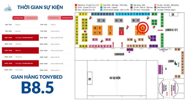 Tonybed trở thành nhà tài trợ Vàng tại sự kiện kinh doanh lớn nhất BNI EXPO HCM 2024 5 thoi gian va gian hang tonybed 1