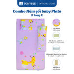 Combo-nệm-gối-baby-Plato-hồng